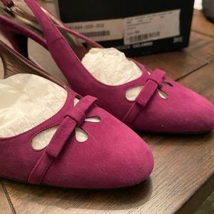 Magenta suede pumps